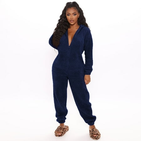 

Summer Savings Clearance 2022! Women Long Sleeve Hooded Jumpsuit Pajamas Casual Winter Warm Rompe Sleepwear Ladies Plush Hooded Ear Long Sleeve Warm Home Jumpsuit