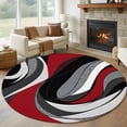 thumbnail image 3 of Abstract Twist Art Round Area&nbsp;Rug 8ft Black and Red Classic Match Non-Slip&nbsp;Washable Circle Rugs Soft Felt Indoor Floor Mat for Bedroom Kitchen Living Room Bathroom, 3 of 9