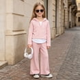 thumbnail image 2 of Girls Comfortable And Warm Simple Long Sleeved Hoodie Solid Color Pants Casual Two Piece Set 7-8 Years Pink, 2 of 9