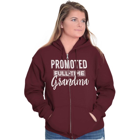 Promoted Grandma Announcement Cute Zip Hoodie Sweatshirt Women Brisco Brands 2X