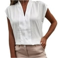 thumbnail image 1 of Timegard Womens Tops Cap Sleeve V Neck Solid Color Lightweight Tops Tee Casual Work Solid Color Tops, 1 of 7