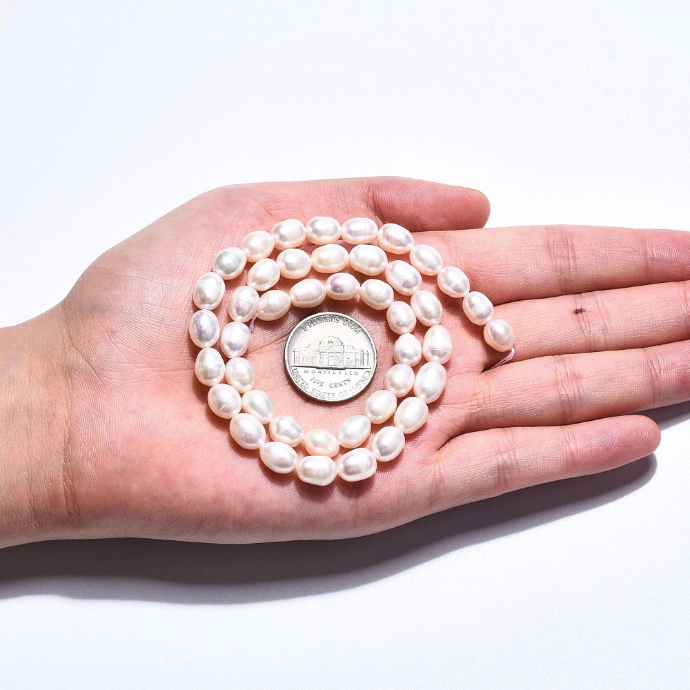 Natural Cultured Freshwater Pearl Beads Strands Rice Creamy White 8~9x6~7mm Hole: 0.7mm about 36~38pcs/strand 13.78 inch(35cm)