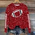 thumbnail image 2 of Cnbwig Fashion Hoodies for Women Sweatshirts Long Sleeve Crewneck Sweatshirt Football Glitter Print Sequins Loose Winter Top Soft Blouse Top Casual Fall Clothes 2025 Workout Shirt A24-Red XXL, 2 of 5