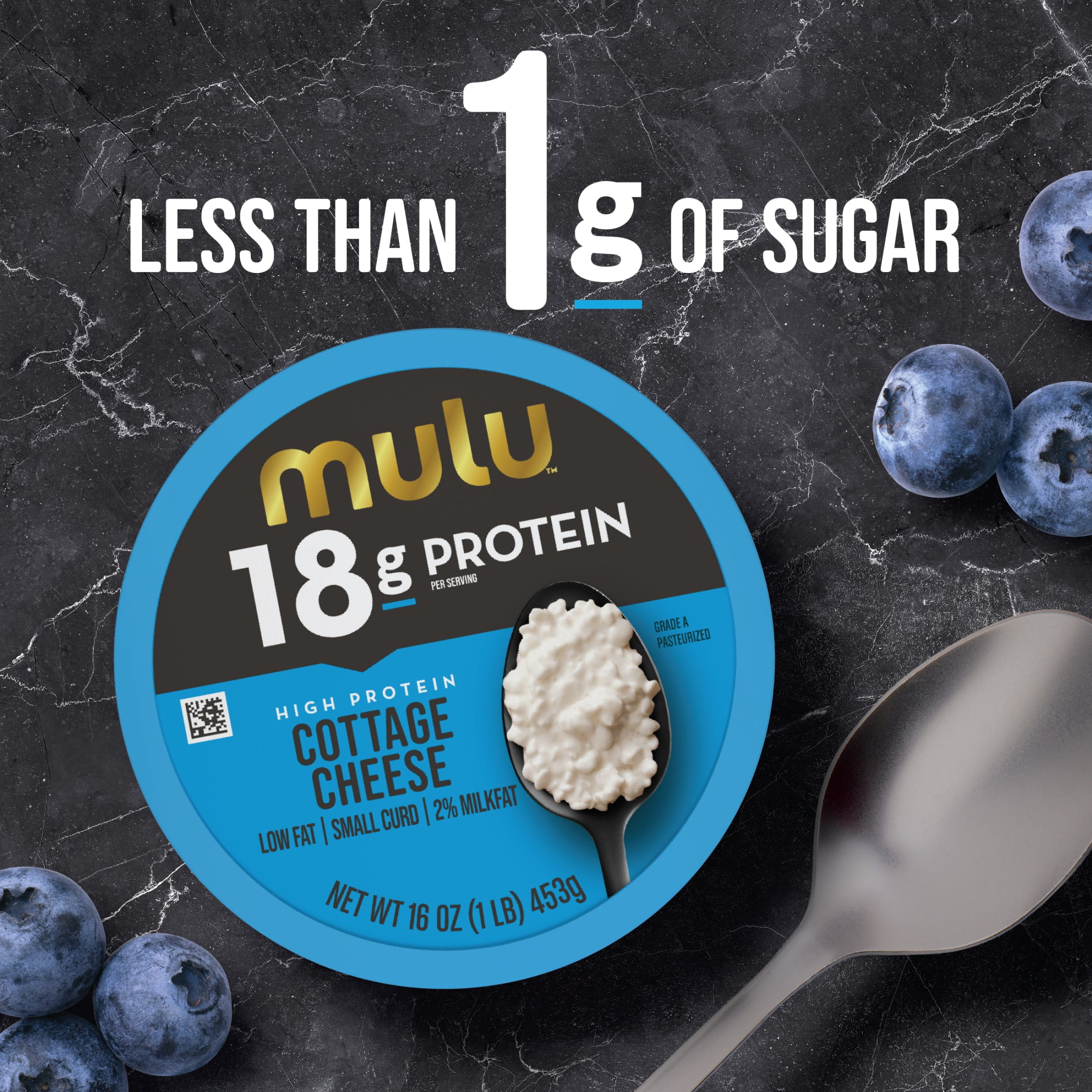 MULU High Protein Cottage Cheese, Small Curd, 2% Lowfat, 16 Oz