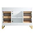 thumbnail image 4 of Fine Fixtures Opulence Collection 48 in. W x 20 in. D x 33 in. H Bathroom Vanity in White Matte with White Matte Sintered Stone Sink - Satin Brass hardware, 4 of 7