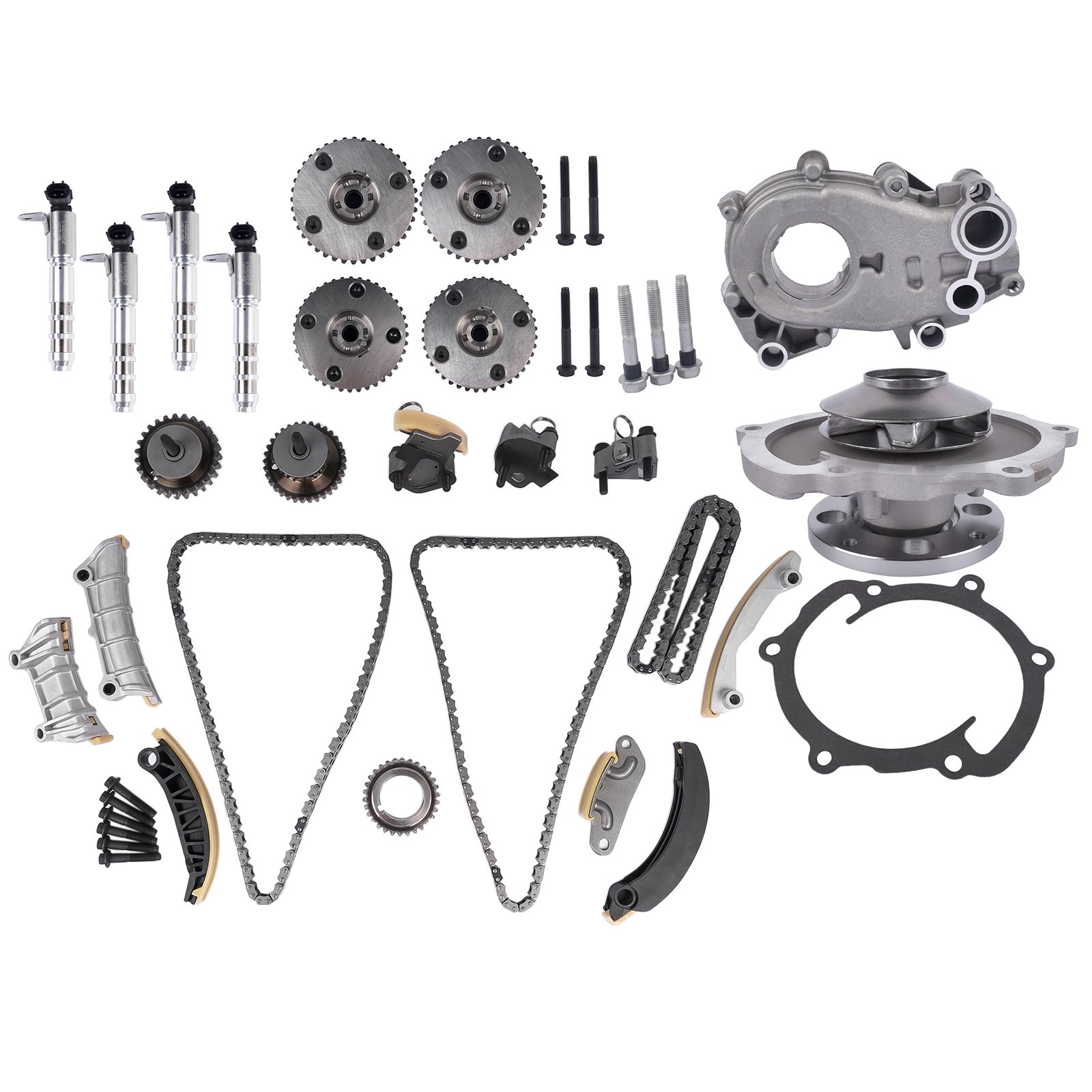 NEWZQ Timing Chain Kit + Oil Water Pump + VVT Cam Phaser for Buick Enclave Lacrosse Cadillac ATS CTS Chevy Camaro Equinox GMC Terrain V6 3.0L 3.6L 12612838 12590152 12618472