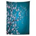 thumbnail image 3 of Ambesonne Japanese Tablecloth Rectangular Table Cover, Sakura Bloom Pattern, 60"x84", Petrol Blue Pale Pink, 3 of 4