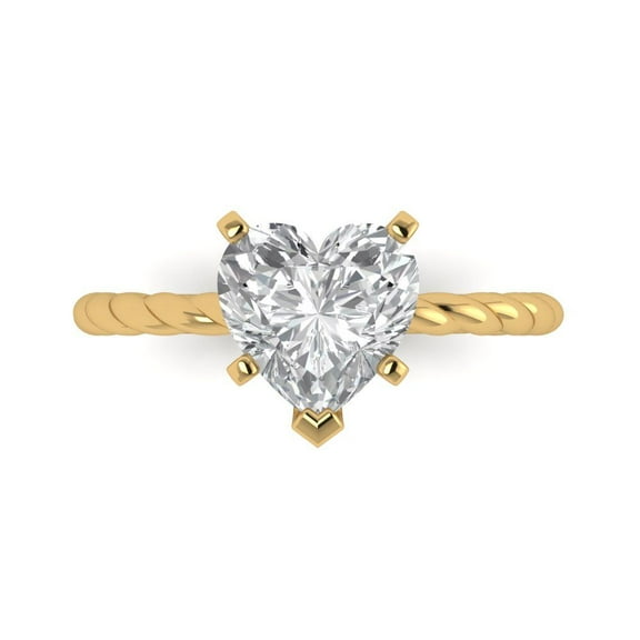 Solitaire Engagement Ring for Women - 2ct Moissanite in 18K Yellow Gold Promise Ring