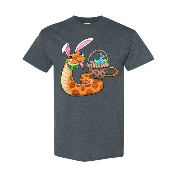 Inktastic Easter Cute Snake with Basket and Bunny Ears T-Shirt