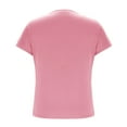 thumbnail image 6 of LADIGASU Women's Casual Solid Color Short Sleeve Round-Neck Blouses Shirts, 6 of 7