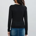 thumbnail image 5 of Douhoow Women Basic Long Sleeve Top Slim Baby Tee Solid Color Round Neck Crop Top, 5 of 9