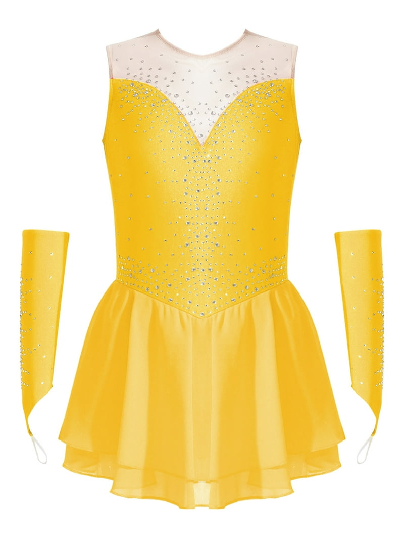 yellow skater dress amazon Solid Bright Yellow Skater Dress for Women, All Over Print Fit and Flare Dress, Cute Sleeveless Plus Size Dress, Summer Aloha Beach Dress