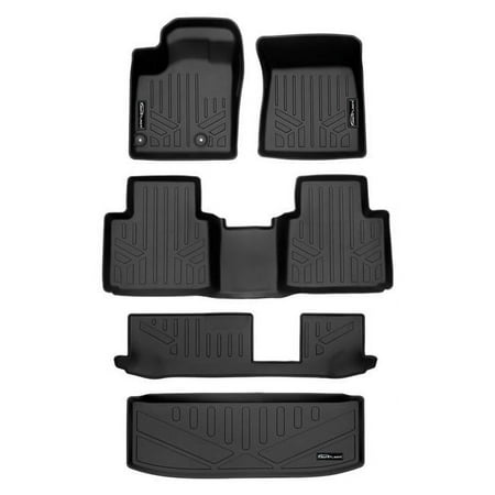 Smartliner SA0561-B0561-C0561-E0561 Custom Fit Floor Mats 3 Rows & Cargo Liner Behind 3rd Row Set for 2022-2023 Mitsubishi Outlander Black