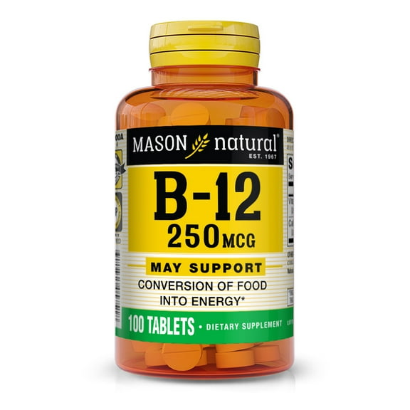 Mason Natural Vitamin B12 250 mcg with Calcium - Energy Support, 100 Tablets