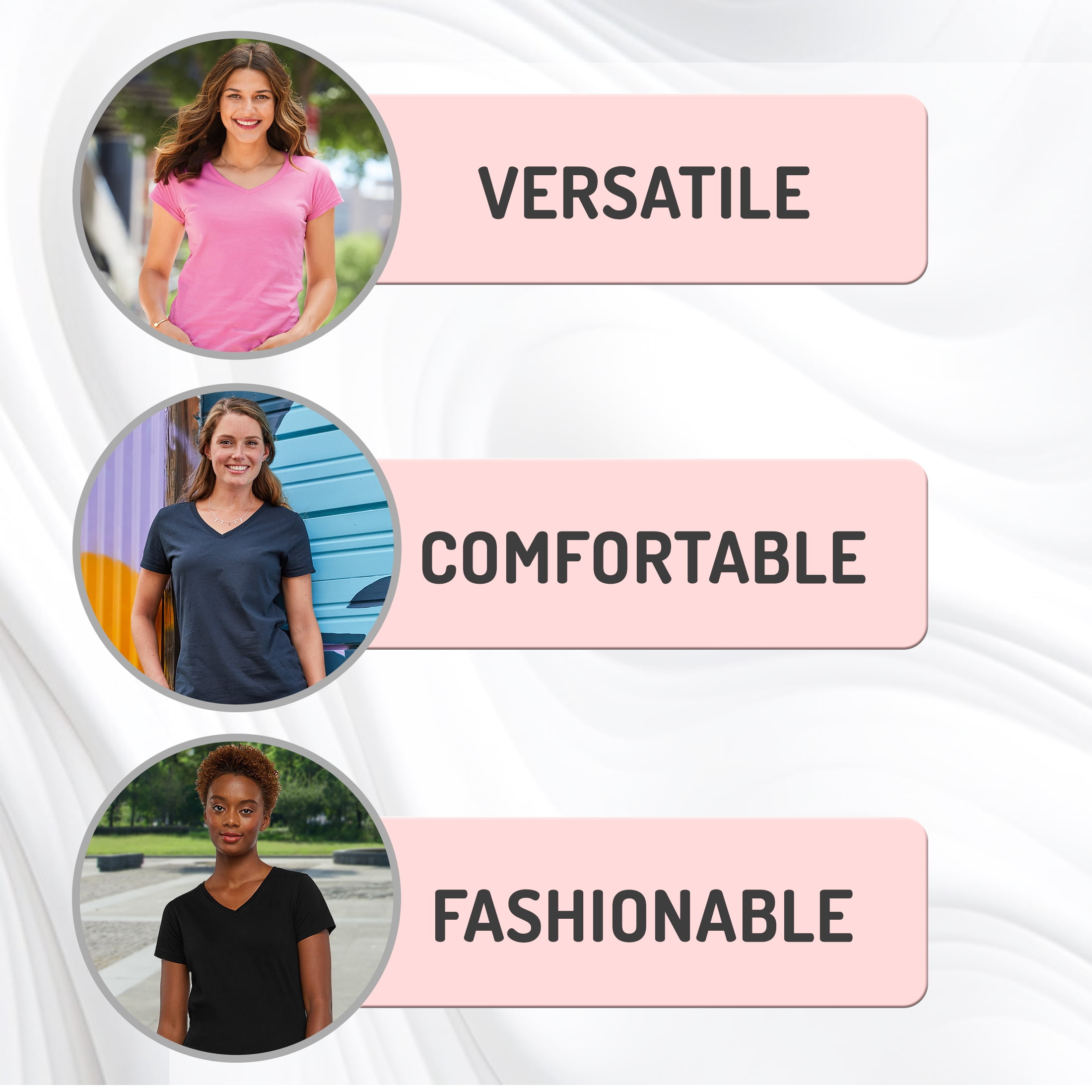 Aquaguard Women's Fine Jersey V-Neck Longer Length Short Sleeve T-Shirt (3 Pack)