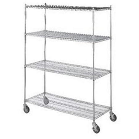 R&B Wire LC246072 24 inch x 60 inch x 72 inch Linen Cart with Four Wire Shelves