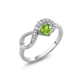 thumbnail image 2 of Gem Stone King 925 Silver Green Peridot Infinity Ring Pendant Jewelry Set for Women (0.81 Cttw, Gemstone August Birthstone, Heart 4MM, with 18 inch Silver Chain, Size 5), 2 of 5