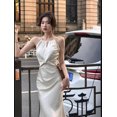thumbnail image 2 of Vestido largo de satén sin mangas para mujer, fiesta de noche de sirena para traje Sexy, elegante, a la moda francesa, color liso, 2023, 2 of 4