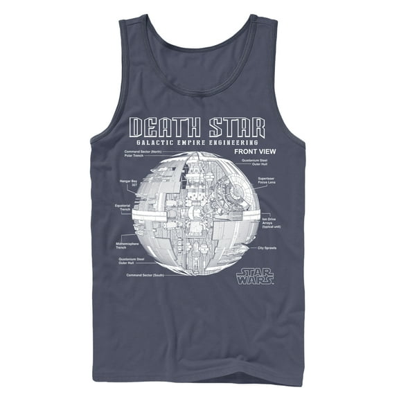 Men's Star Wars Death Star Galactic Empire Engineering Tank Top Navy Blue Small