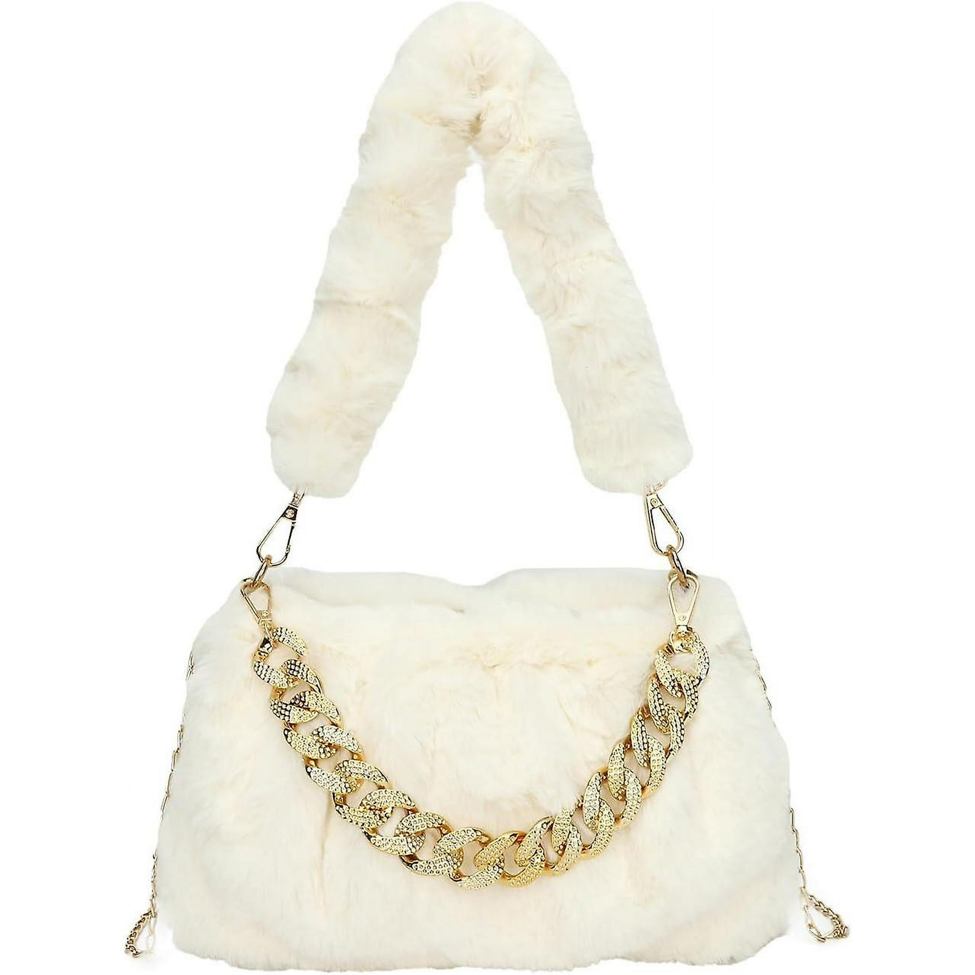 Furry Purse Winter Fluffy Shoulder Bag Y2k Faux Fur Bag Fuzzy Tote Bag For Women