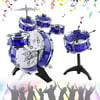 CNMODLE Kids Junior Drum Kit Children Tom Drums Cymbal Stool Drumsticks Set Musical Instruments Play Learning Educational Toy Gift