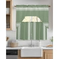 thumbnail image 2 of Dark Sage Green Kitchen Curtain and Valance Set 3 Pieces,Rod Pocket Short Tier Curtains 24 Inch Length,Farmhouse Sage Green White Striped Swag Topper Small Window Treatment for Cafe Bathroom Bedroom, 2 of 6