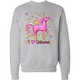 thumbnail image 2 of Inktastic I Love Unicorns Pink and Yellow Adult Sweatshirt, 2 of 4