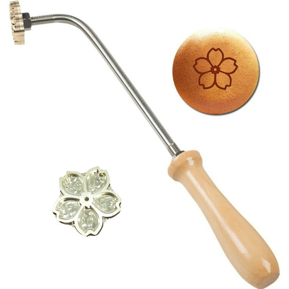 Hzzsbu Cake Branding Iron with Wood Handle, 3cm Heating Metal Stamping Tool for Dessert Decorating