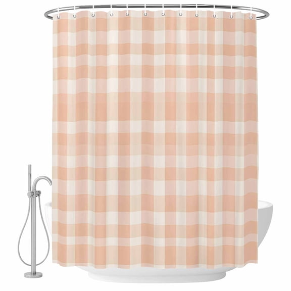 Xipuska Orange Plaid Shower Curtain - Water Repellent Fabric Shower Curtains Washable, Check Buffalo Lattice Pastoral Grid Decorative Polyester Cloth Bathroom Curtains Modern Bath Decor 36"x72"