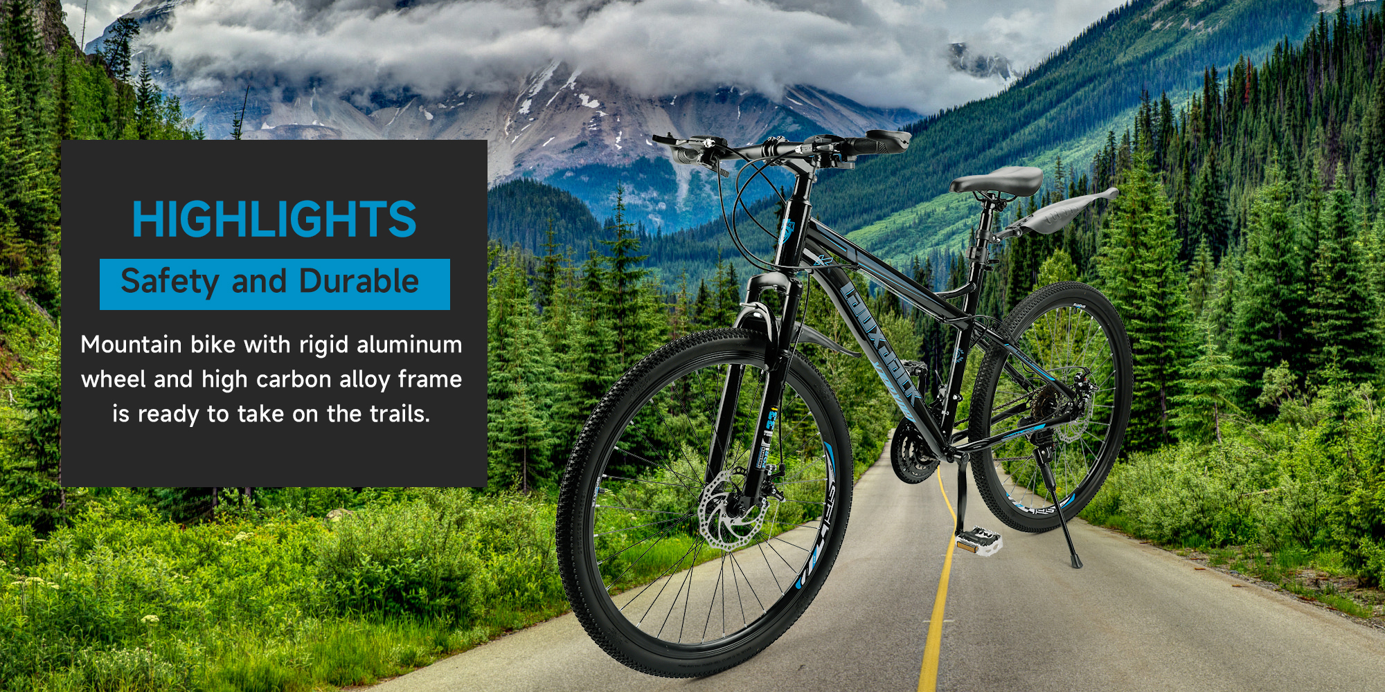 26 Inch Front Suspension Mens Mountain Bike, Shimano 21 Speed, Dual Disc Brake Bike for Men Womens Teen Adult Bicycle With Bike Lock And Air Pump