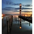 thumbnail image 3 of Ambesonne Colorful Duvet Cover Set, Lighthouse Calm Dusk, Queen, Multicolor, 3 of 6