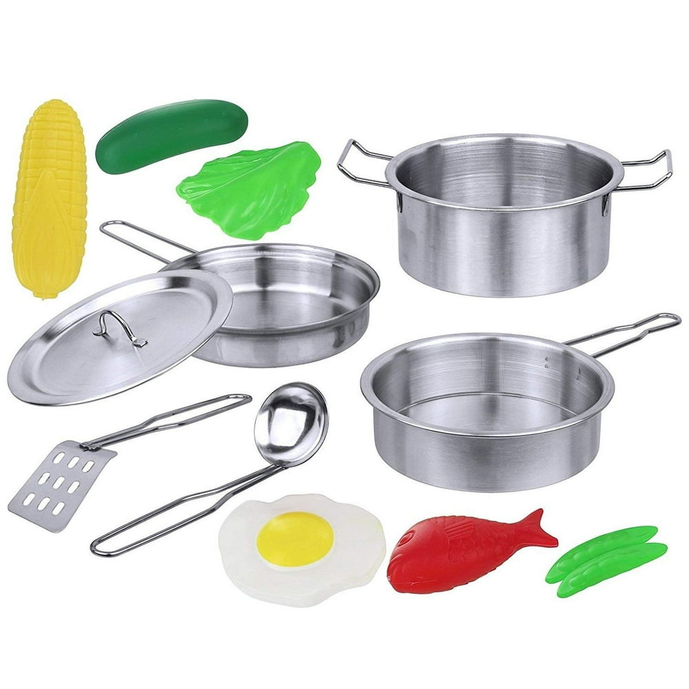 Click N' Play 12 Piece Mini Stainless Steel Pots and Pans Cookware