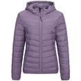 thumbnail image 6 of Oksale Packable Puffer Jacket for Women Plus Size Lightweight Full Zip Down Jackets Comfy Solid Color Hooded Winter Coats with Pockets for Going Out Purple M, 6 of 8