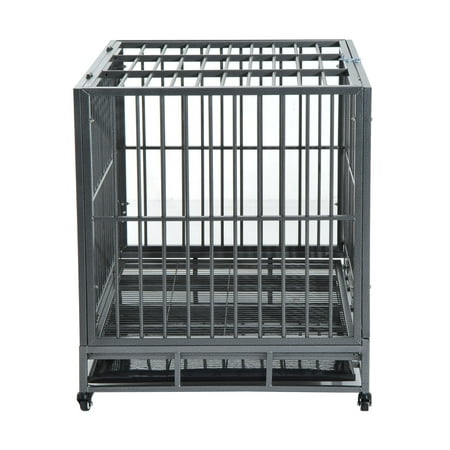 Heavy Duty Dog Cage Double Door W Metal Tray