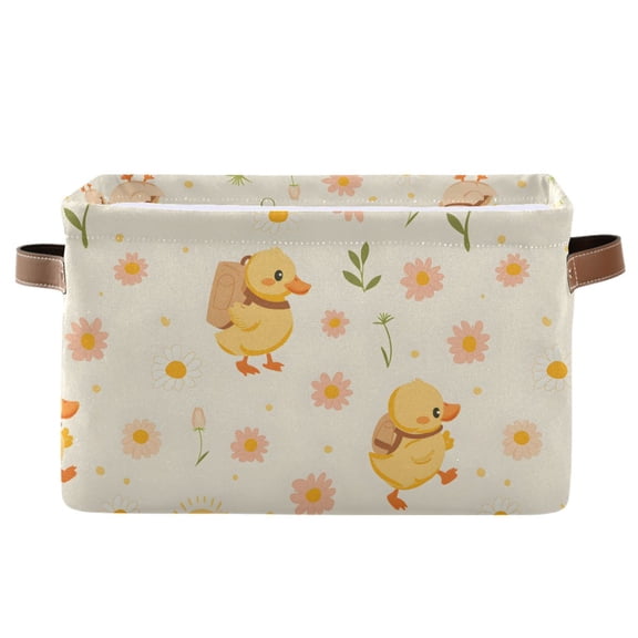 Cute Duck with Backpack Storage Bins with Handle Fabric Organizer Basket Foldable Box 1 Pack 14.2x10.2x8.3