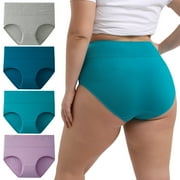 INNERSY Women's Plus Size XL-5XL Cotton Underwear High Waisted Briefs Panties 4-Pack (2XL,Spring Lake)