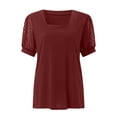 thumbnail image 5 of Womens Summer Tops, Short Sleeve Shirts for Women Casual Loose Fit Solid Color Square Neck Dressy Blouses, 5 of 5
