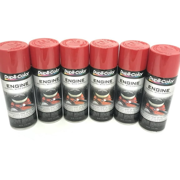 Duplicolor DE1653-6pack Engine Enamel with Ceramic Red color - 12 oz Aerosol Can