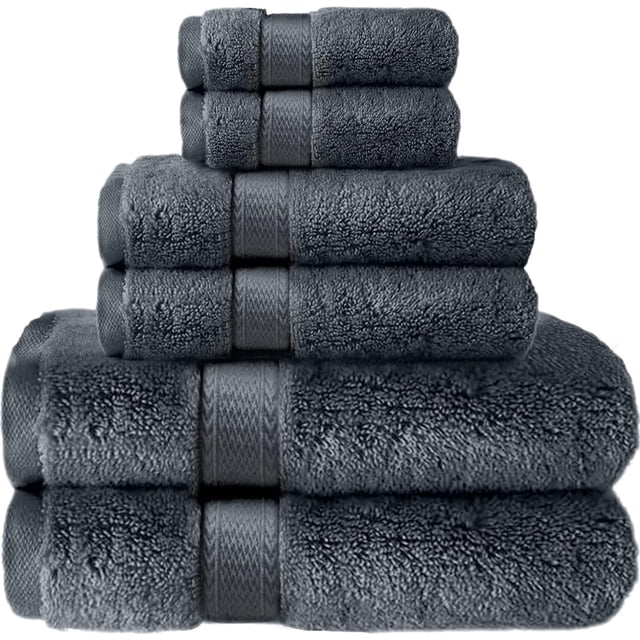 Canadian Linen Grey Color Economy 8 Pack Bathroom Towel Set, 2 Pcs Bath Towel 500 GSM 2 Pcs Hand Towel 4 Pcs Wash Cloths Set Soft Quick Dry Towel