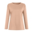 thumbnail image 4 of larppty Womens Crewneck Long Sleeve Shirts - Loose Fitted Basic Casual Tees Outfits（Pink，XXL）, 4 of 4