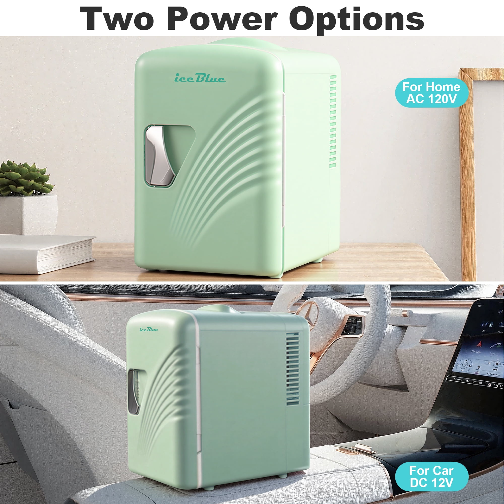 4L/6Can Mini Fridge，Portable Skincare Refrigerator，Small Cooler，Retro Design, Wave Patterns