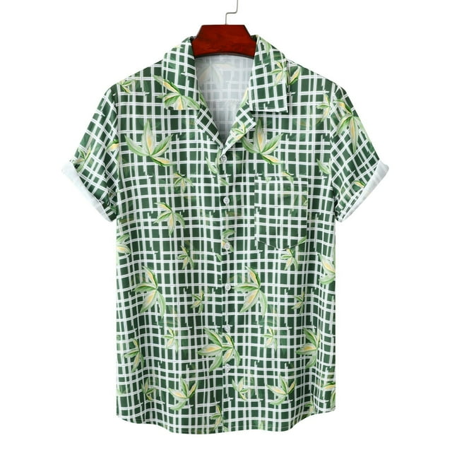 Rbaofujie T-Shirts pour Hommes Liquidation Chemises Décontractées à Boutons Imprimé Floral Non Positionné Col Rabattu Manches Courtes Blouse