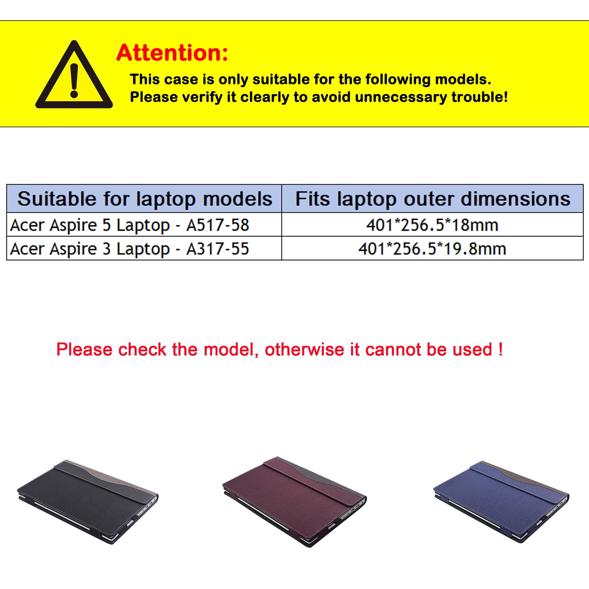 17.3 inch Case Cover for Acer Aspire 3 Laptop - A317-55P & for Acer Aspire 5 Laptop - A517-58M,PU Leather Protective Sleeve Shell Bag with Heat dissipation hole