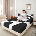 thumbnail image 4 of Homewish White Black Twin Sheet Sets,Modern Asbtract Geometric Twin Fitted Sheet,Minimalist Style Flat Sheet For Men Women,Super Cozy Room Decor,3 Pieces, 4 of 7