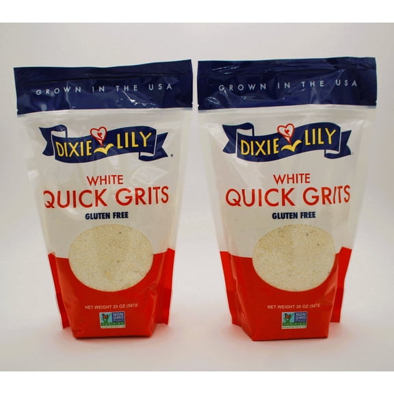 Dixie Lily Gluten-Free Enriched White Corn Grits, 20 oz Pouch (2 pack)