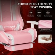 GTRACING Gaming Chair with Speakers Bluetooth and Footrest in Home Leather Office Chair, Pink