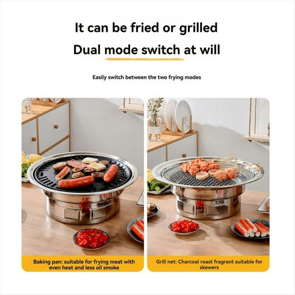 Rollbacks & More 13 Inch Korean BBQ Grill Multifunctional Charcoal Barbecue Portable Stove for Camping Picnic Indoor