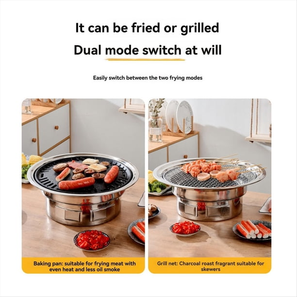 Parrilla Coreana de 13 Pulgadas, Multifuncional, Carbón, Portátil, para Camping, Picnic y Uso en Interiores.
