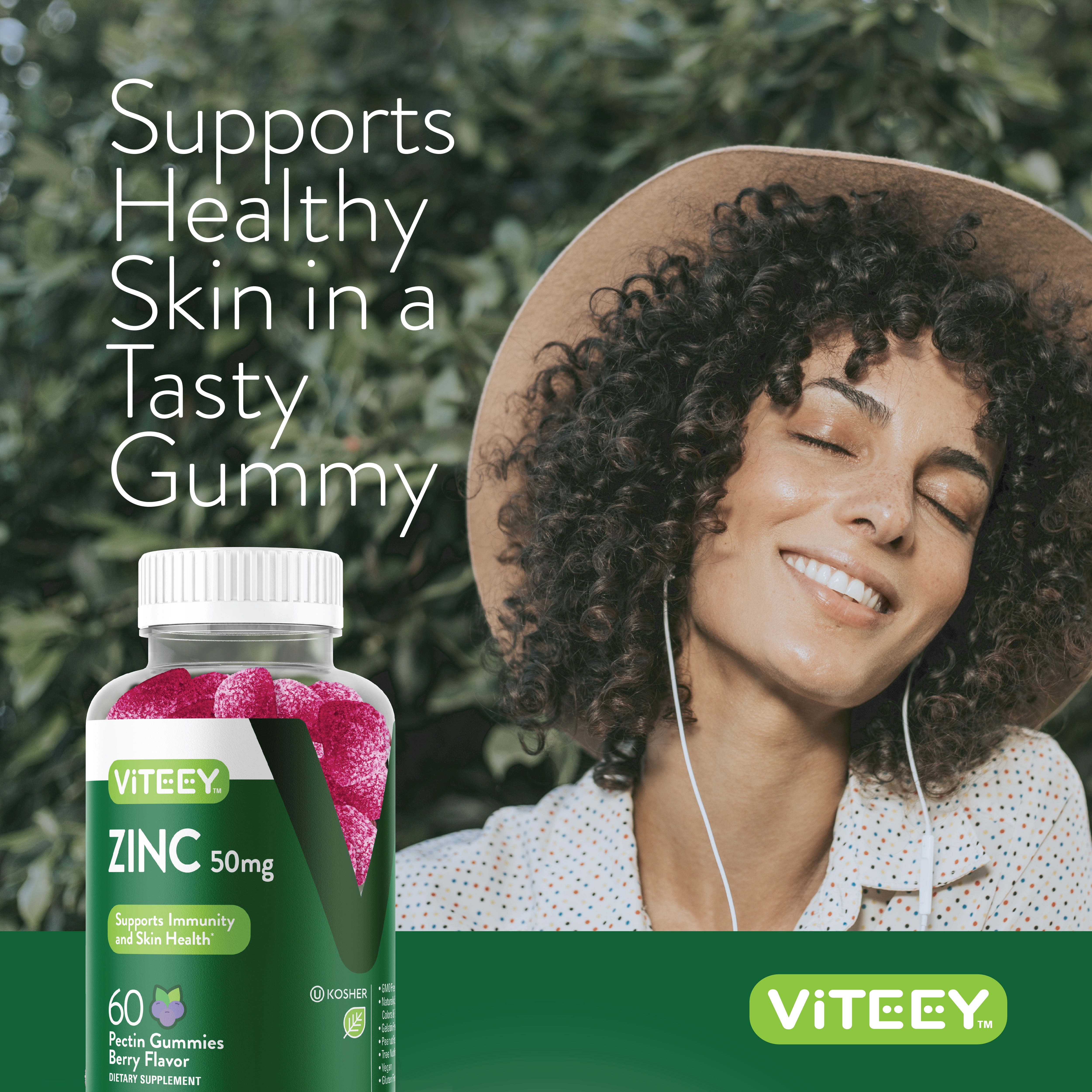 VITEEY Zinc Gummies 50mg, Immune Support Gummies, Berry Flavor, 60 Count, 2 Pack