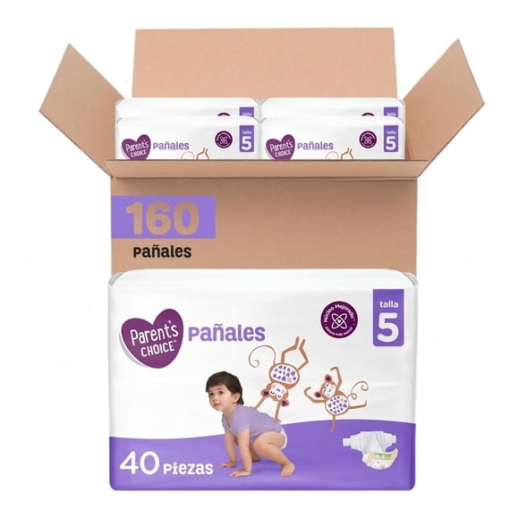 Pañal Desechable para Bebé Parents Choice Etapa 5 unisex 160 pzs